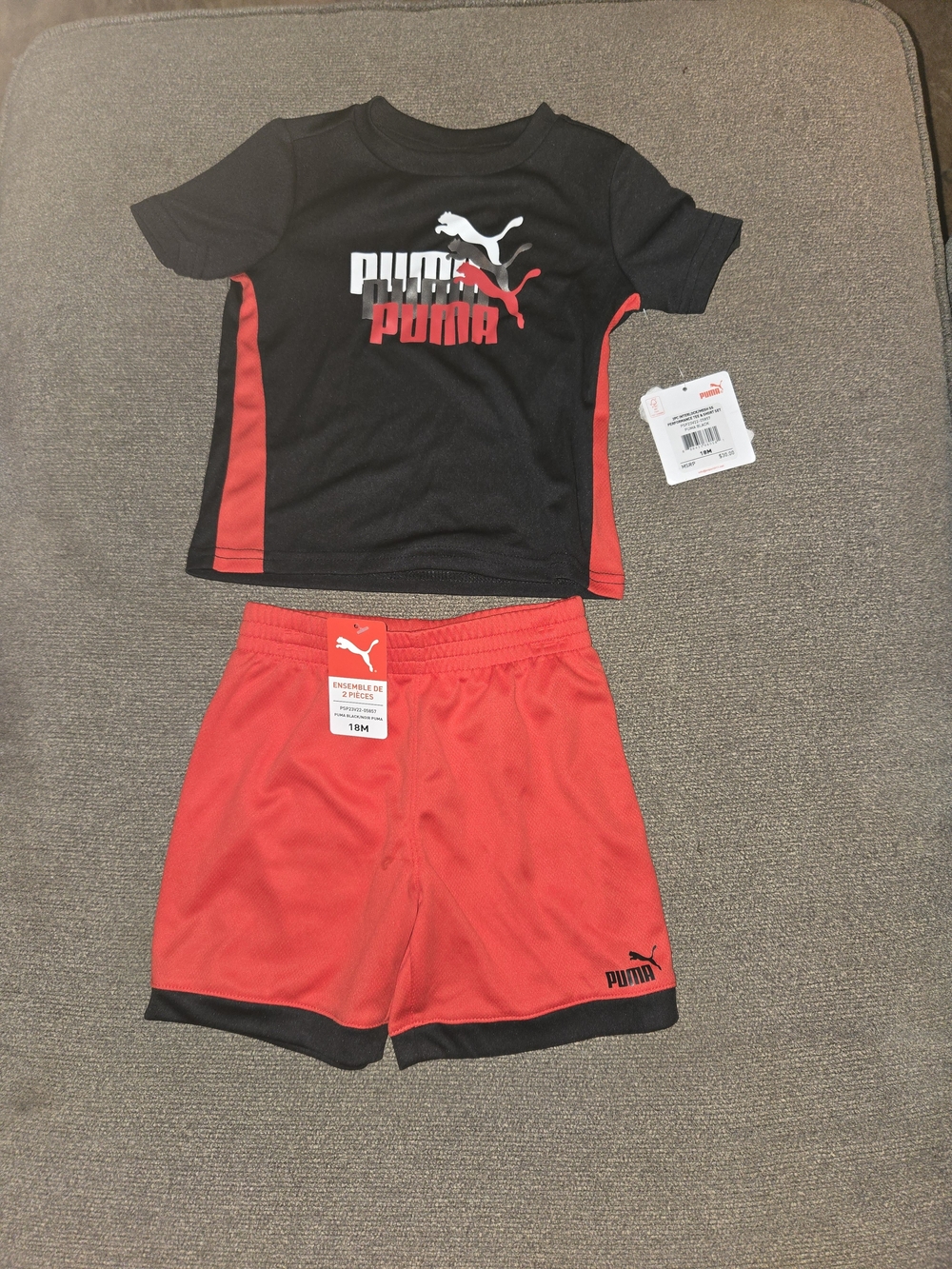 Puma Kids Black and Red Athletic Matching Set